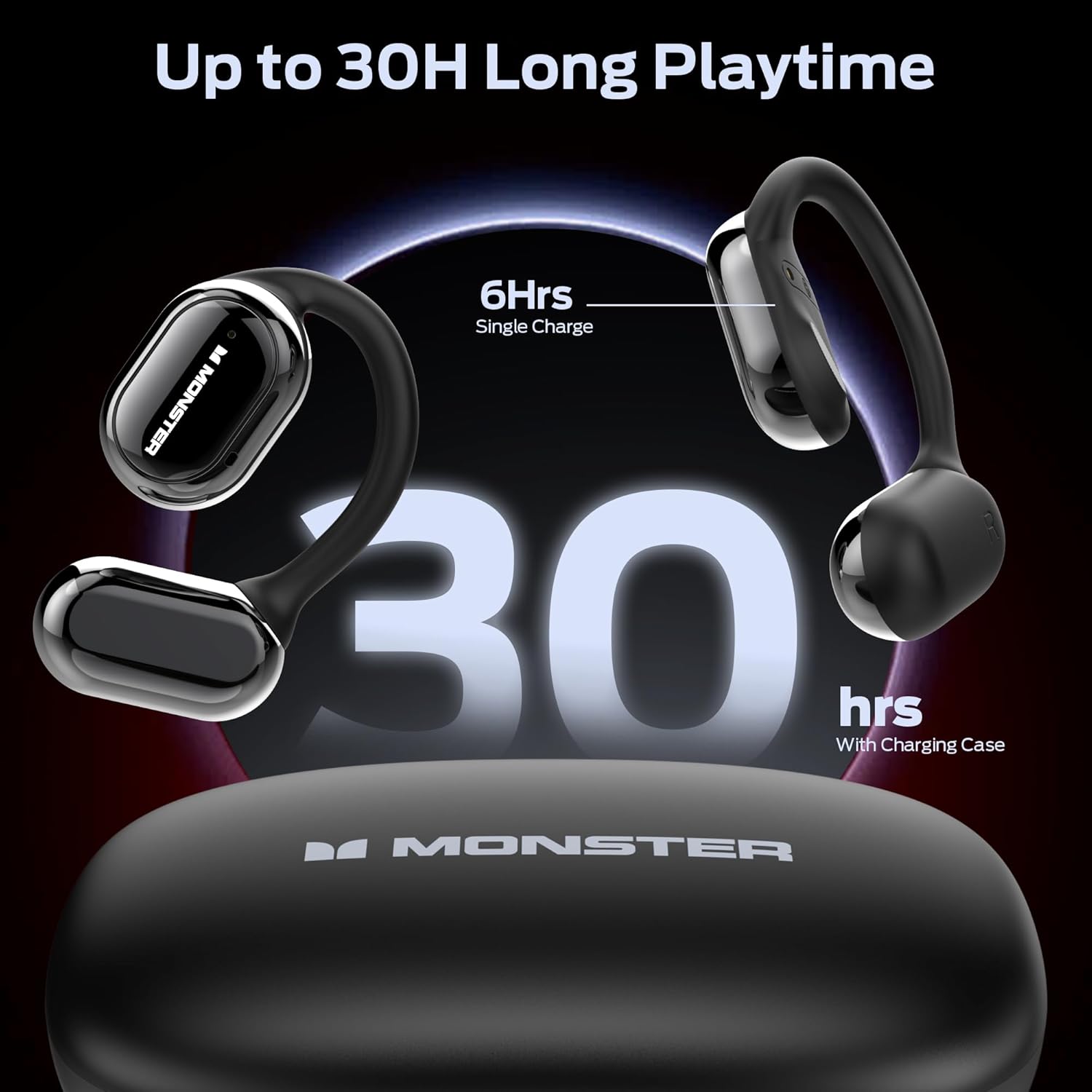 Monster Open Free AC100 Open Ear Headphones, Bluetooth 5.3 Wireless Headphones with Earhooks, Immersive Stereo Sound by Dual Large Driver, Clear Talk, 30H Playtime,Waterproof Sport Earbuds for Running Monster Open Free AC100 Open Ear Headphones, Bluetooth 5.3 Wireless Headphones with Earhooks, Immersive Stereo Sound by Dual Large Driver, Clear Talk, 30H Playtime,Waterproof Sport Earbuds for Running